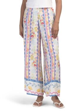 Pastel Multicolor Wide-Leg Printed Pants. Brand New.